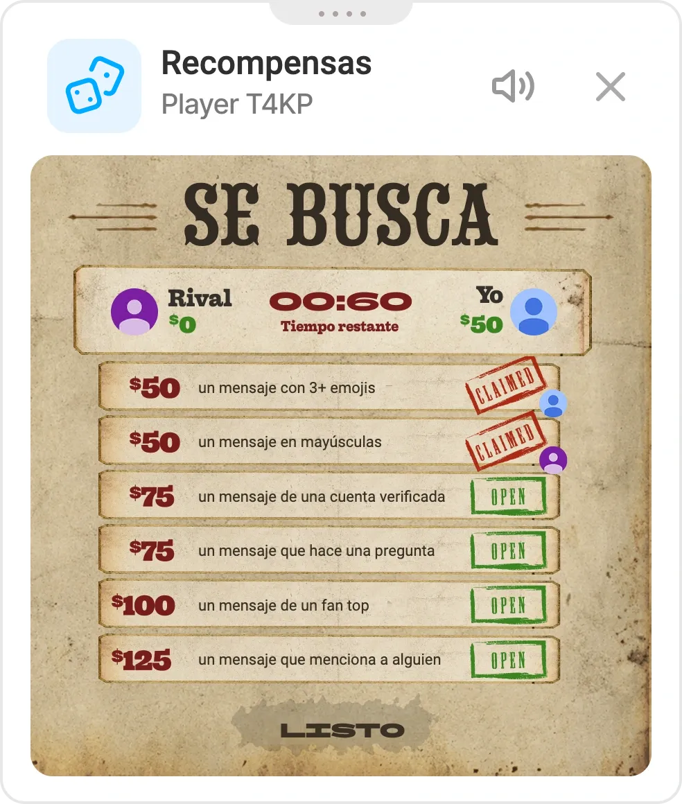 Tablero de buscados de Bounty Hunting