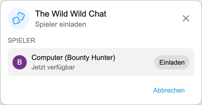 The Wild Wild Chat — Spieler einladen