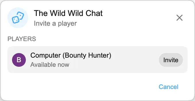 The Wild Wild Chat — Invite a player