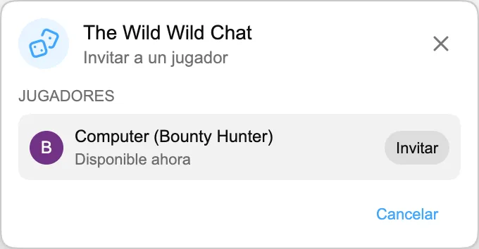 The Wild Wild Chat — Invitar a un jugador