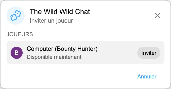 The Wild Wild Chat — Inviter un joueur
