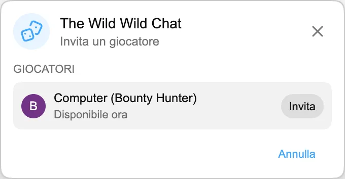 The Wild Wild Chat — Invita un giocatore