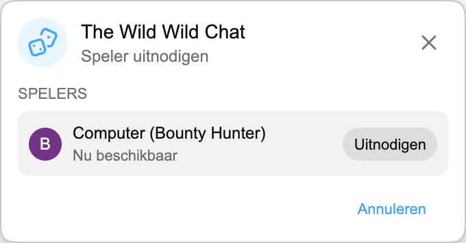 The Wild Wild Chat — Speler uitnodigen