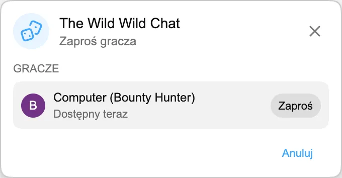 The Wild Wild Chat — Zaproś gracza