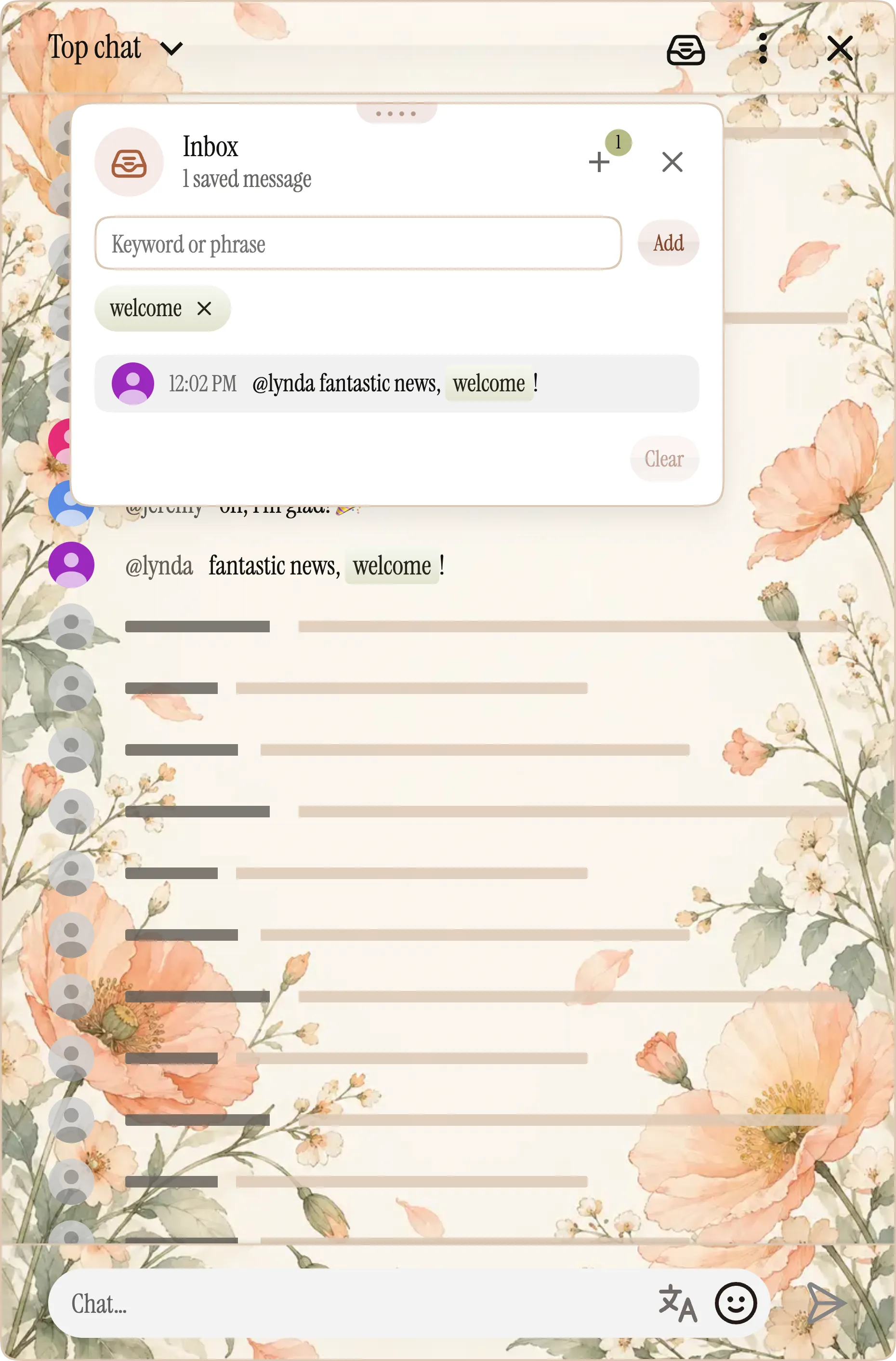 Il pannello della posta in arrivo con un tema personalizzato.