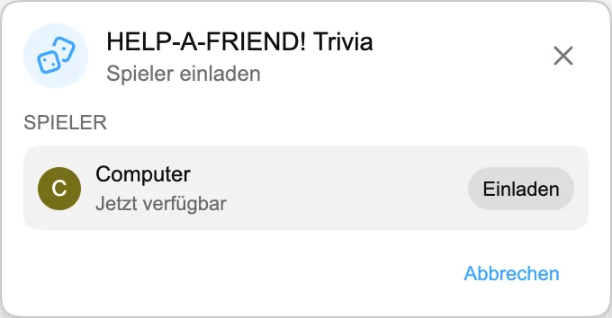 HELP-A-FRIEND! Trivia — Spieler einladen