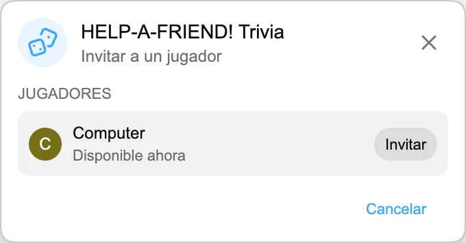 HELP-A-FRIEND! Trivia — Invitar a un jugador