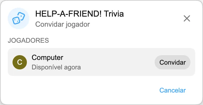 HELP-A-FRIEND! Trivia — Convidar jogador