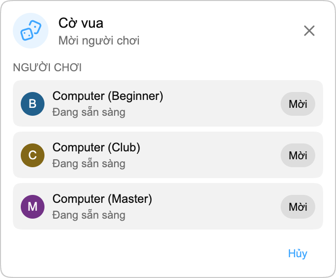 Chơi với Computer: Cờ vua quen thuộc