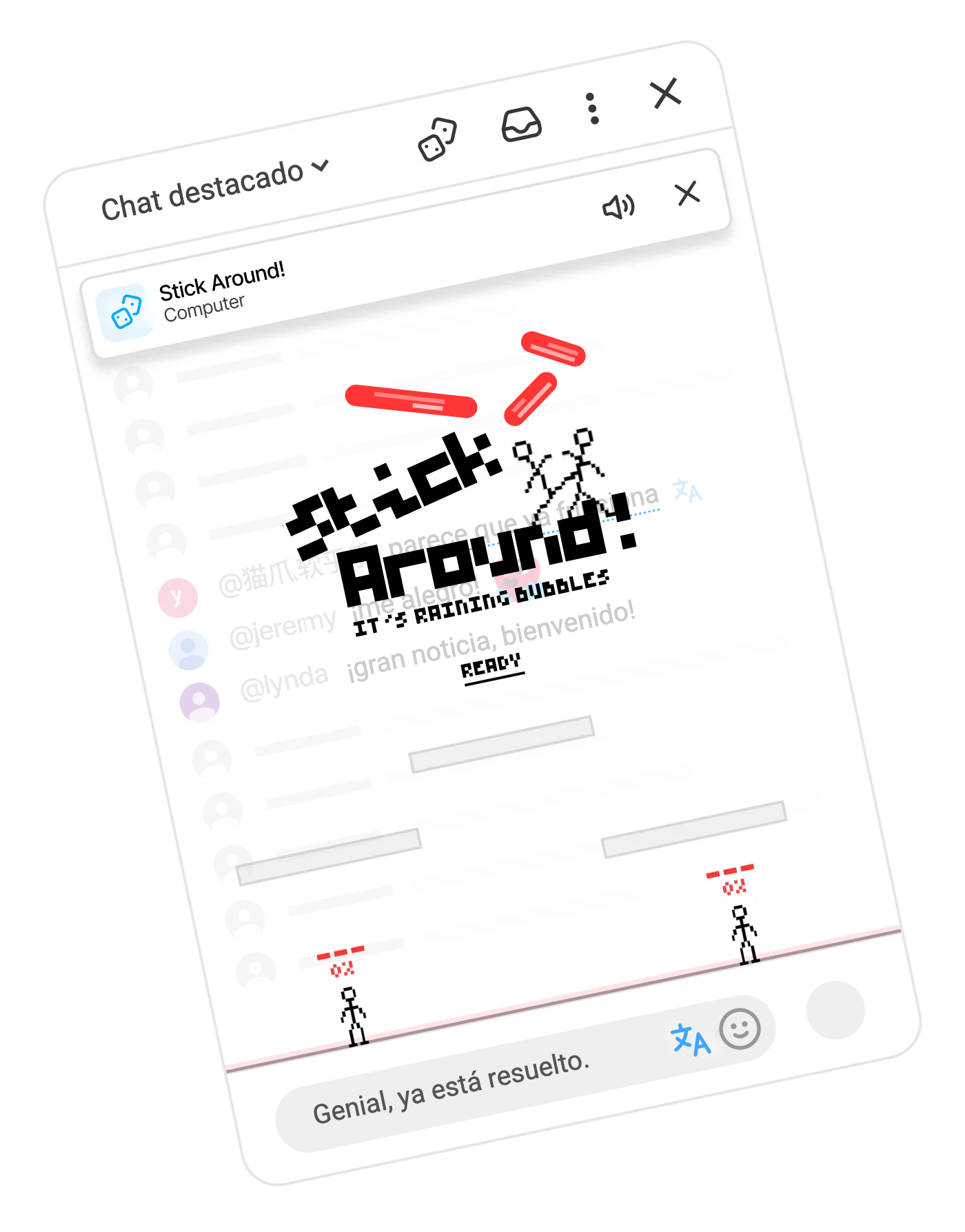Stick Around! convierte el chat en directo de YouTube en una arena de combate